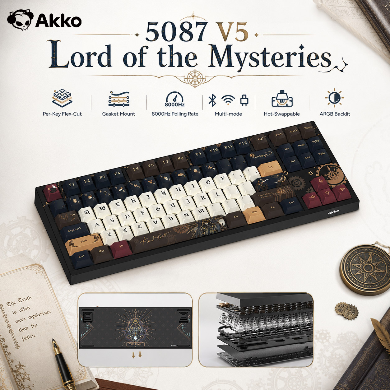 Gaming Keyboard Hot Swappable - Akko Lord of the Mysteries Draadloos